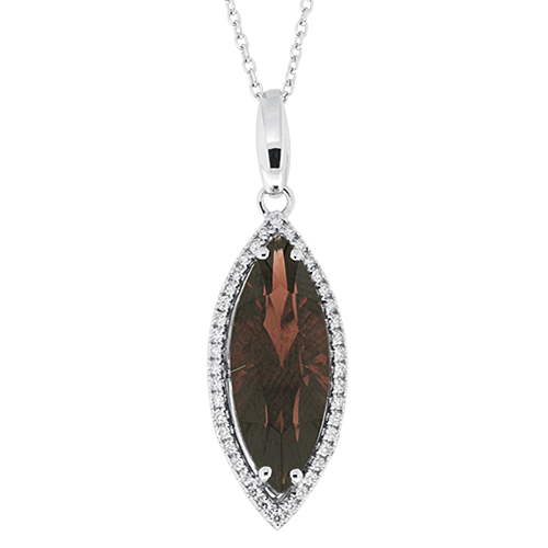 View Garnet and Diamond Fancy Pendant With Chain