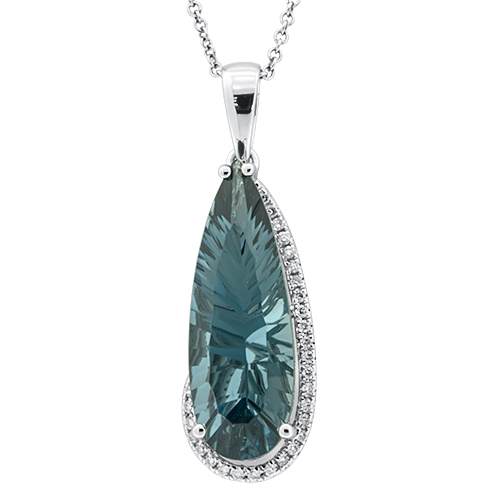 View Diamond and Pear Shape London Blue Pendant With Chain