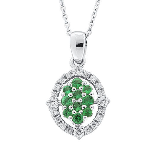 View Emerald and Diamond Pendant With Chain