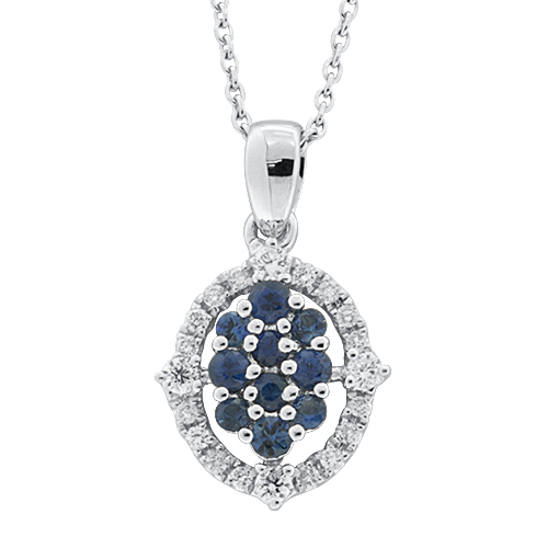View Sapphire and Diamond Pendant With Chain