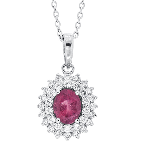 View Ruby and Diamond Pendant With Chain