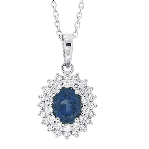 View Sapphire and Diamond Pendant With Chain