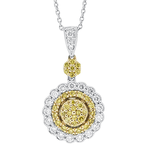 View Yellow Diamond and Diamond Pendant With Chain