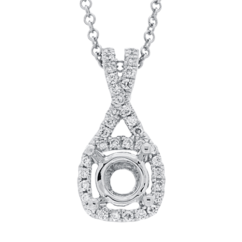 View Diamond Semi Mount Pendant For .50ct Ctr. With Chain