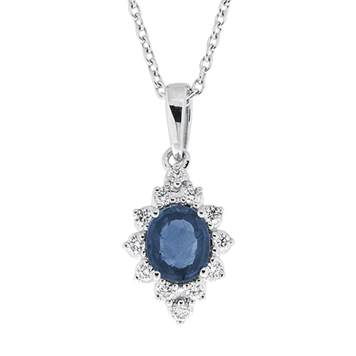 View Sapphire and Diamond Pendant With Chain