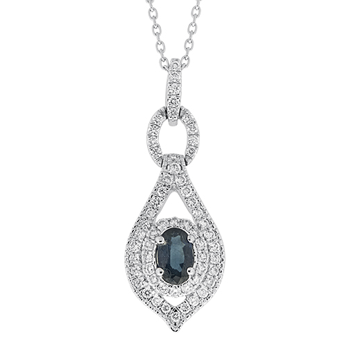 View Sapphire and Diamond Pendant With Chain