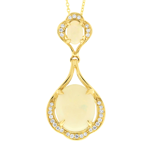 View Opal and Diamond Pendent With Chain