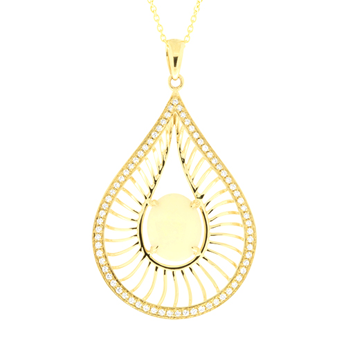 View Opal and Diamond Pendant With Chain