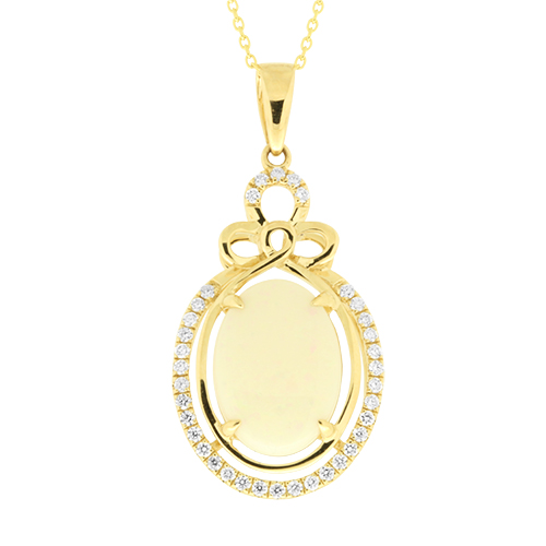 View Opal and Diamond Pendant With Chain