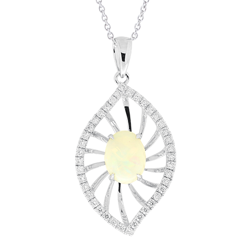 View Opal and Diamond Pendant With Chain