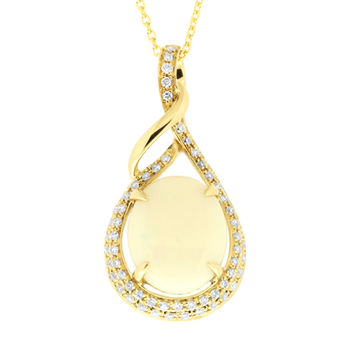 View Opal and Diamond Pendent With Chain