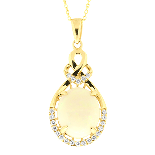 View Opal and Diamond Pendant With Chain