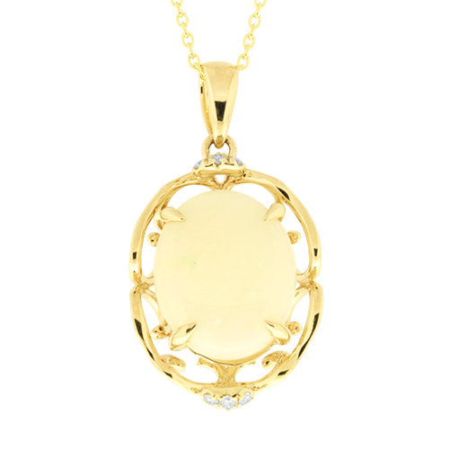 View Opal and Diamond Pendant With Chain