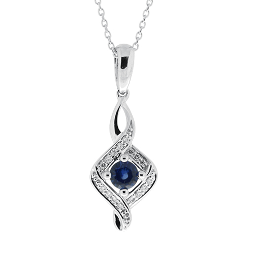 View Diamond and Sapphire Pendent With Chain