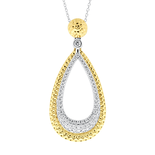 View Diamond 2 Piece Hammered Pear Drop Pendant W/Chain (Small)