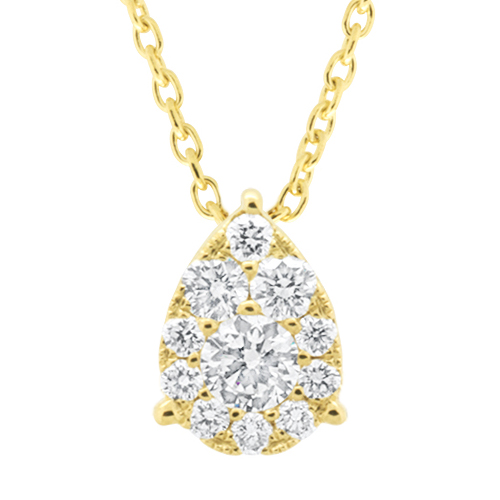 View Pear Shaped Cluster Diamond Pendant With Chain