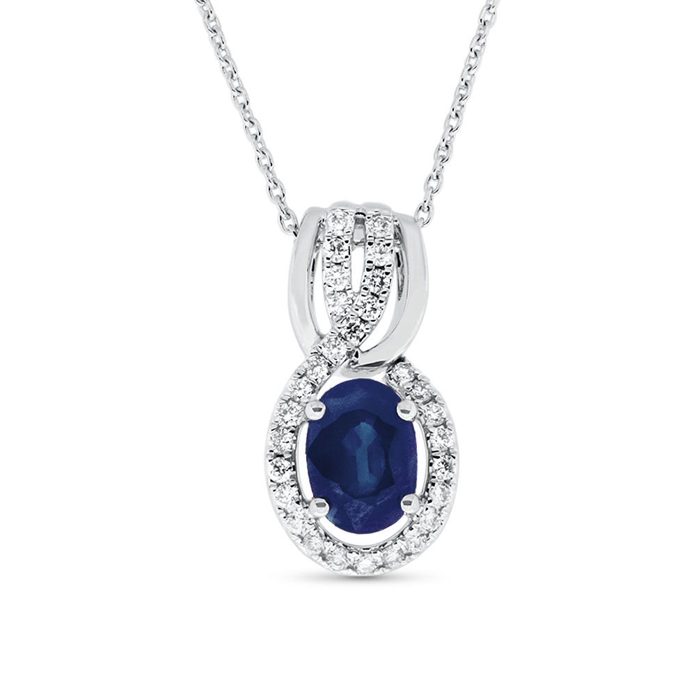 View Sapphire And Diamond Pendant With Chain