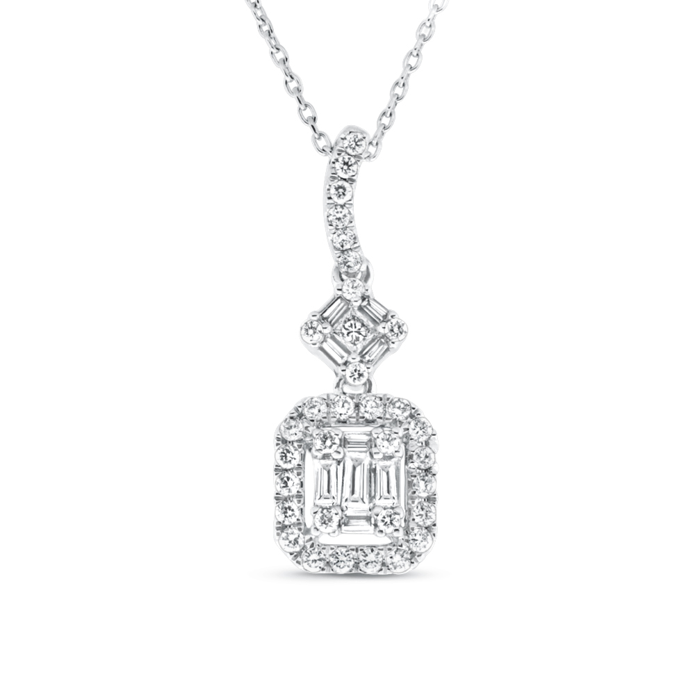 View Fancy Diamond Cluster Pendent With Chain