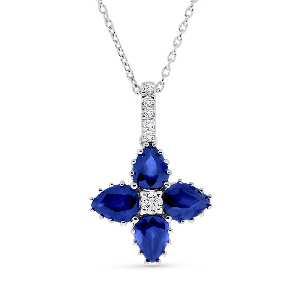 View Sapphire and Diamond Pendant With Chain