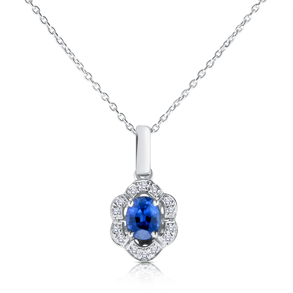 View Sapphire And Diamond Pendant With Chain