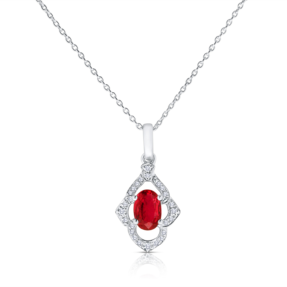 View Ruby and Diamond Pendant With Chain