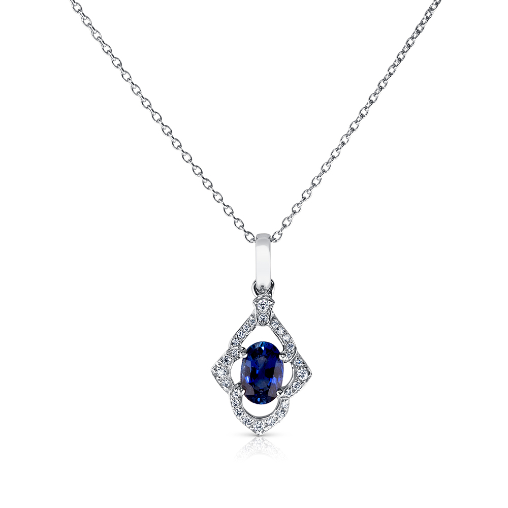 View Sapphire And Diamond Pendant With Chain