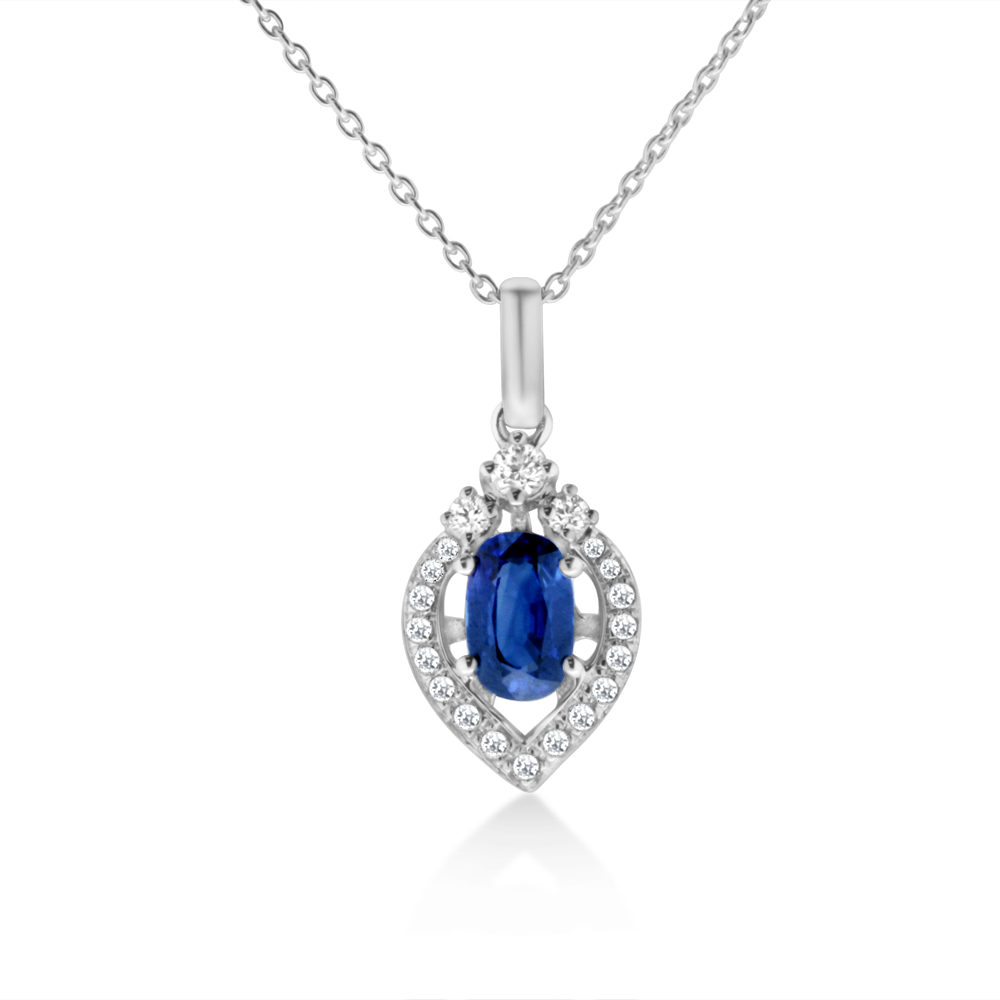 View Sapphire and Diamond Pendant With Chain