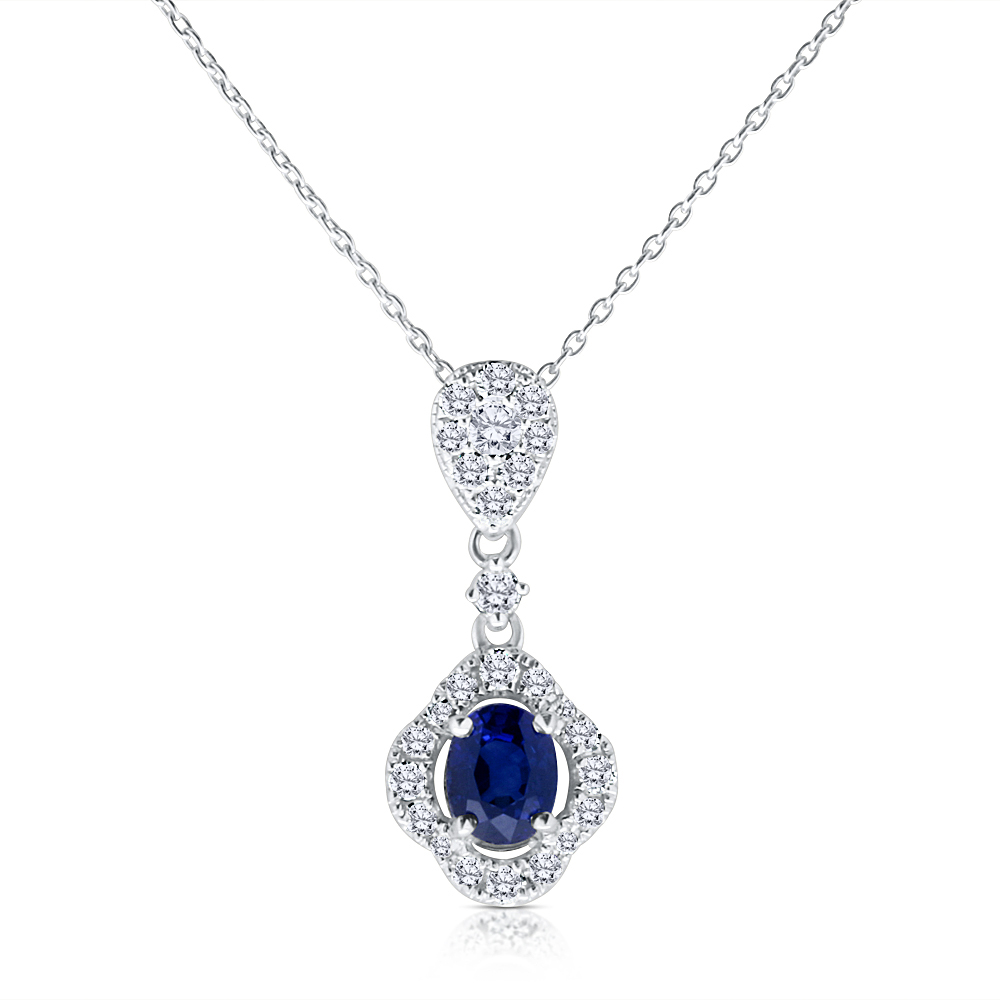 View Sapphire and Diamond Pendant With Chain
