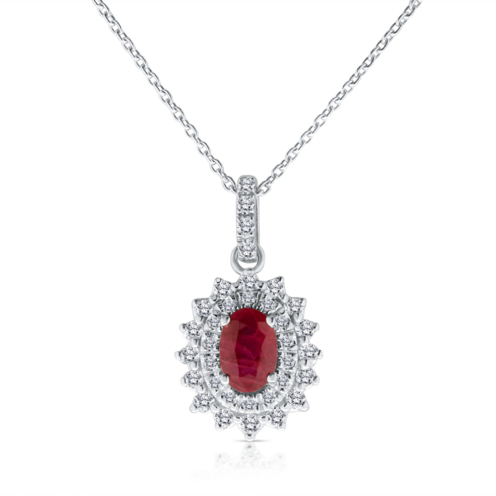 View Ruby And Diamond Pendant With Chain