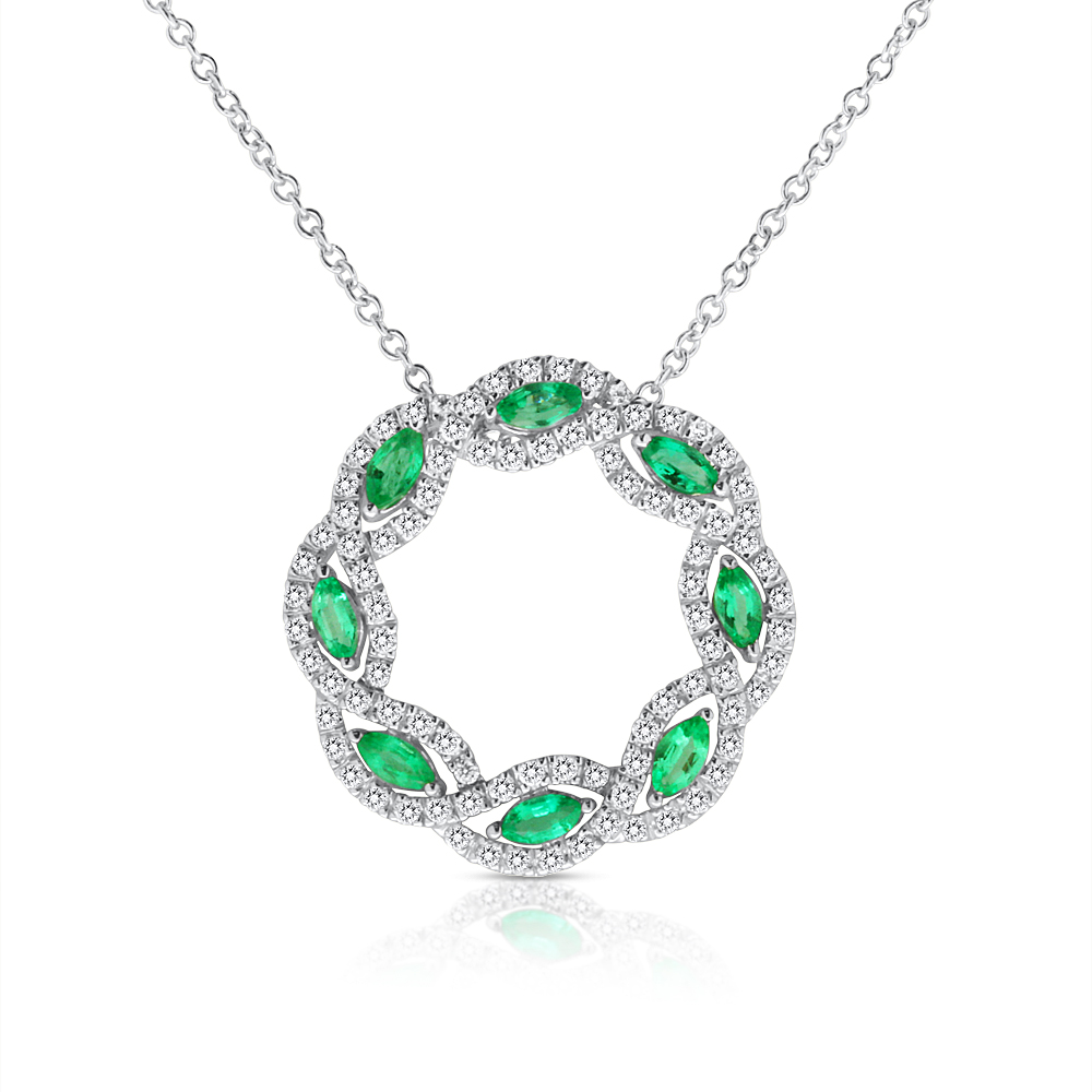 View Emerald and Diamond Pendant With Chain