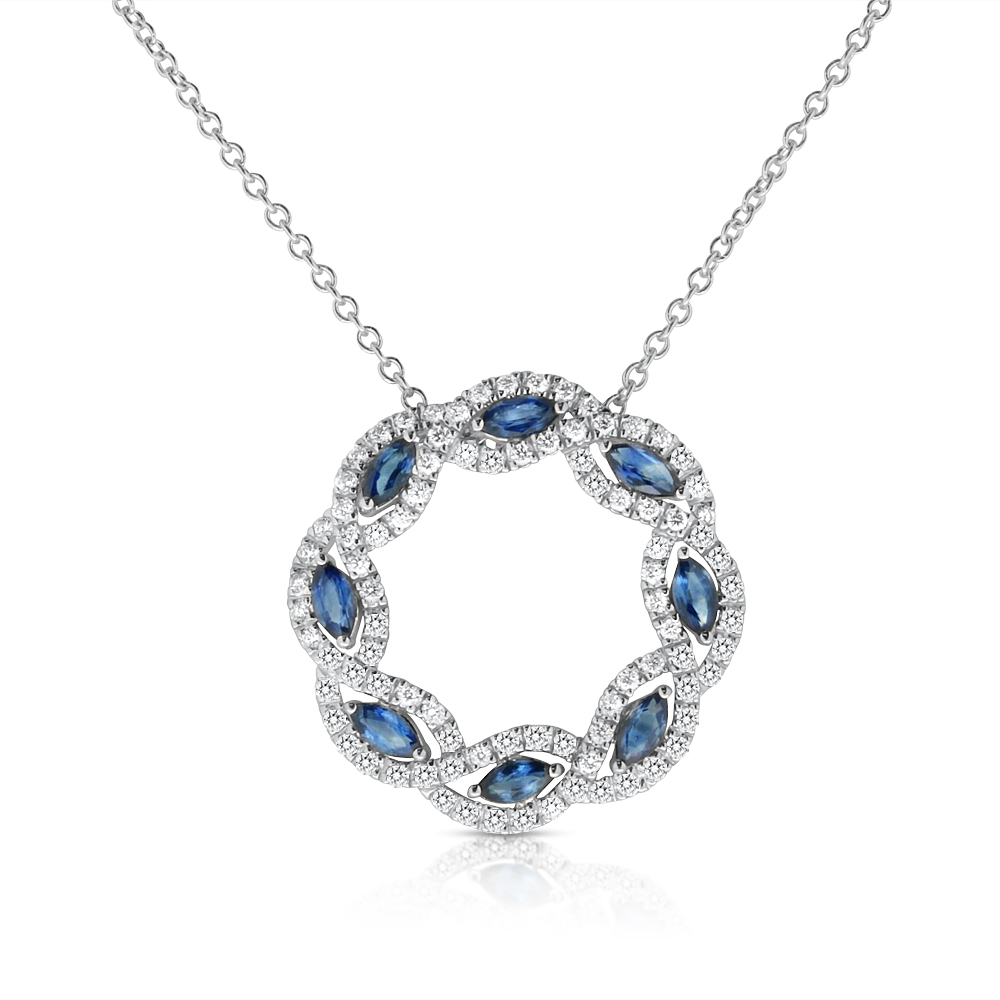 View Sapphire and Diamond Pendant With Chain