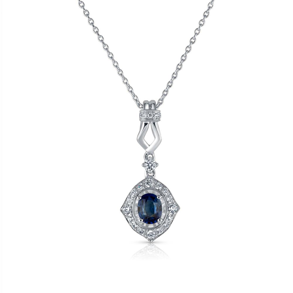 View Sapphire and Diamond Pendant With Chain