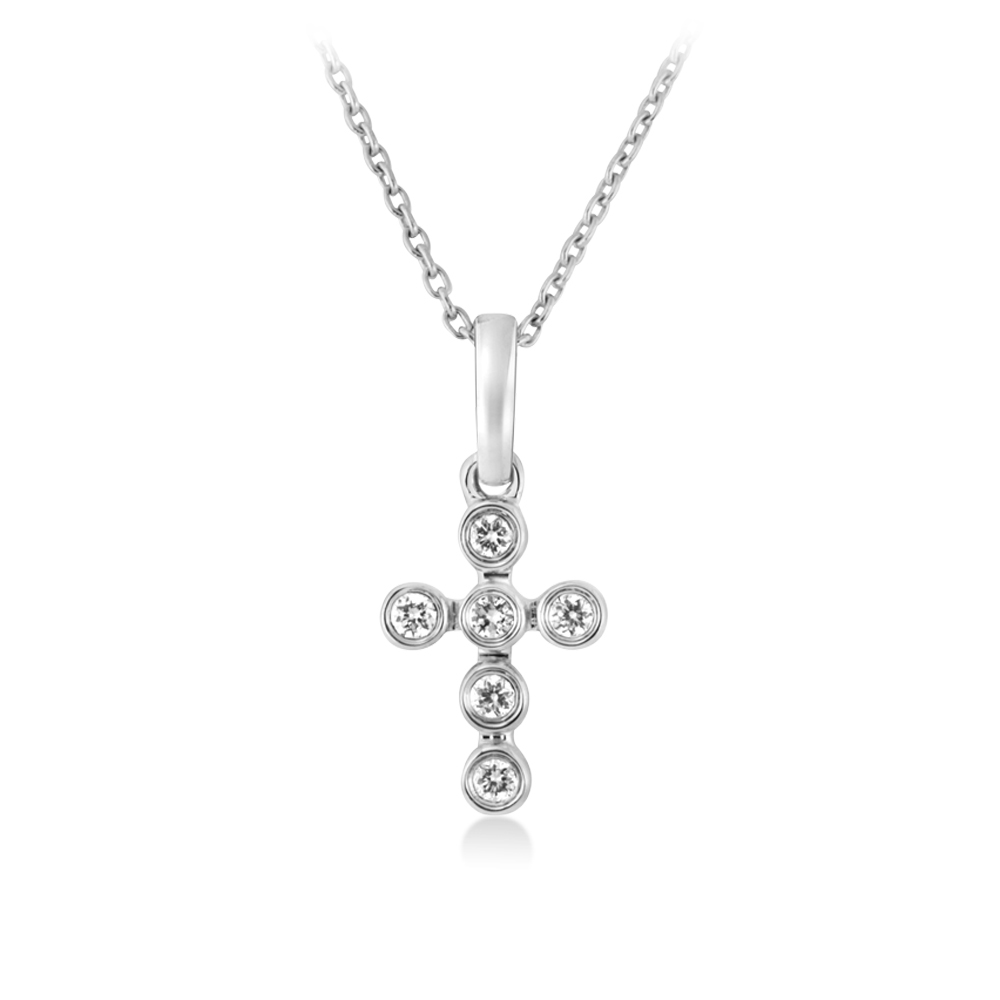 View Diamond Bezel Set Cross Pendant With Chain