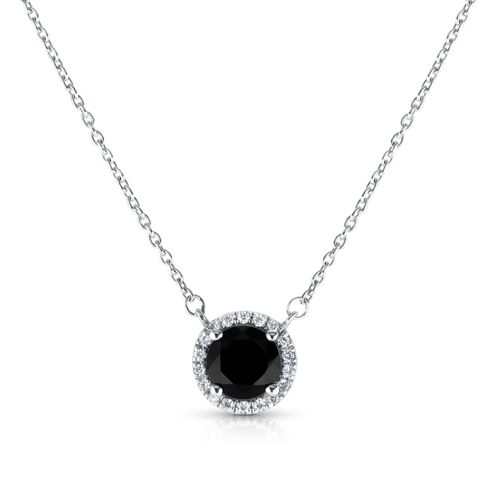 View Rd. Black Onyx And Diamond Halo Pendant With Chain