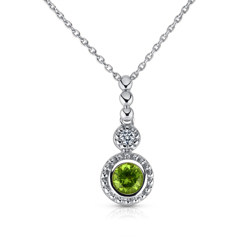 View Peridot and Diamond Pendant With Chain