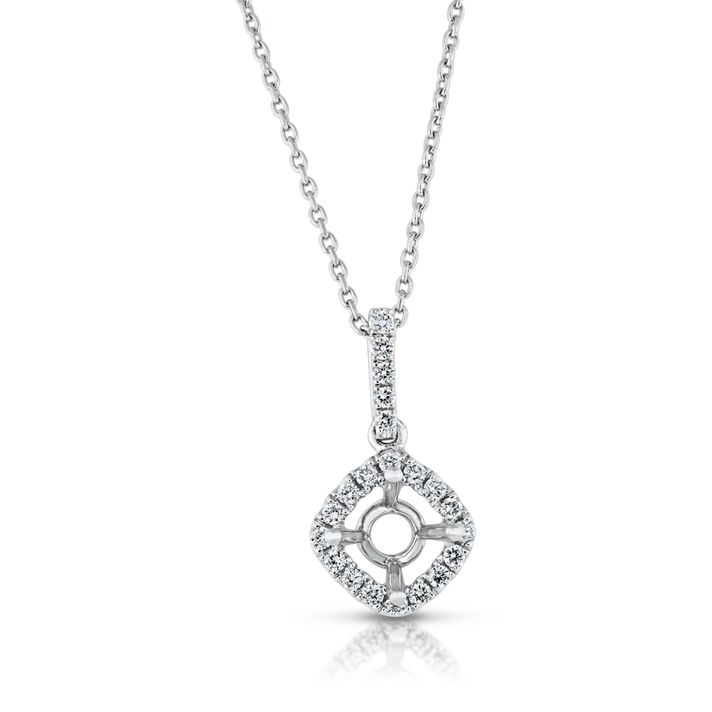 View Diamond Semi Mount Pendant For 1.5ct Ctr With Chain