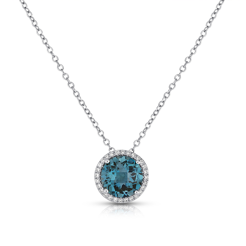 View Round London Blue And Diamond Pendant With Chain