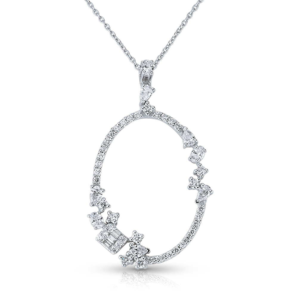 View Fancy Diamond Oval Shape Pendant With Chain