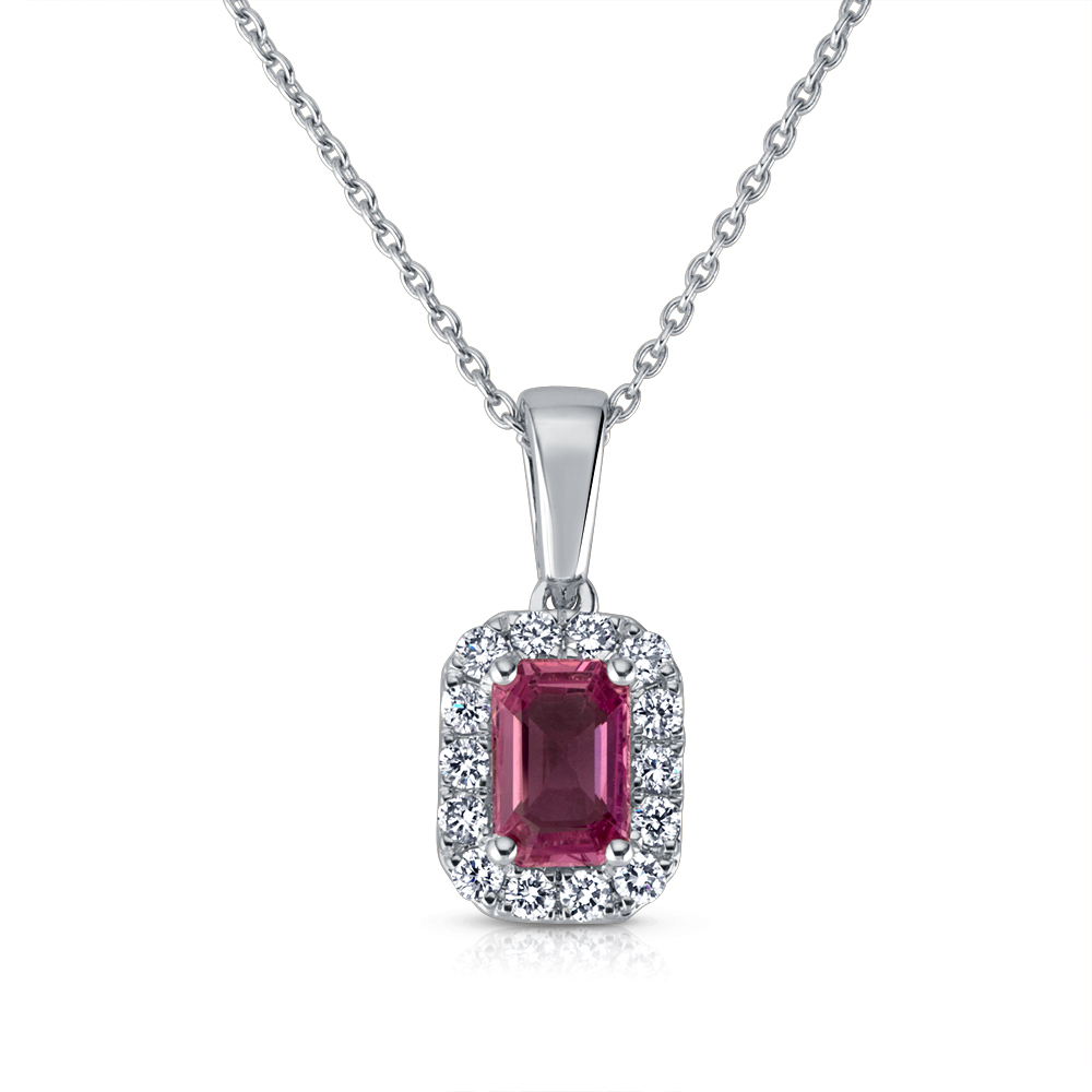 View E/C Pink Sapphire And Diamond Pendant With Chain