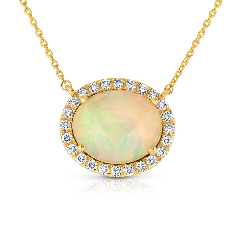 View Opal And Diamond Pendant With Chain
