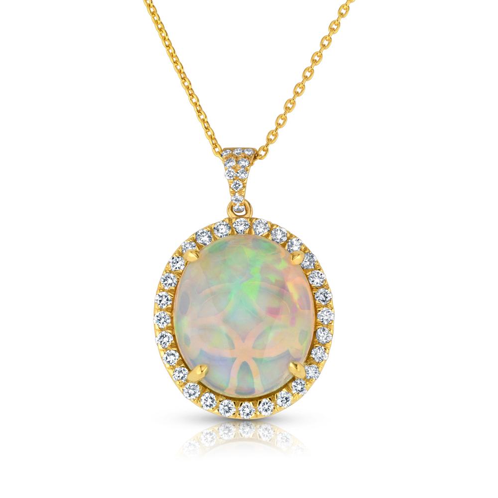 View Opal and Diamond Pendant With Chain (14x12)