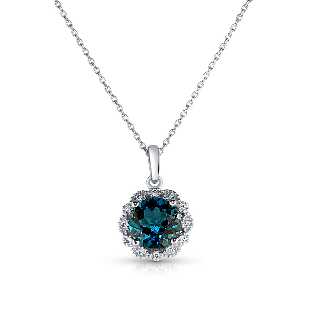 View London Blue And Diamond Pendant With Chain