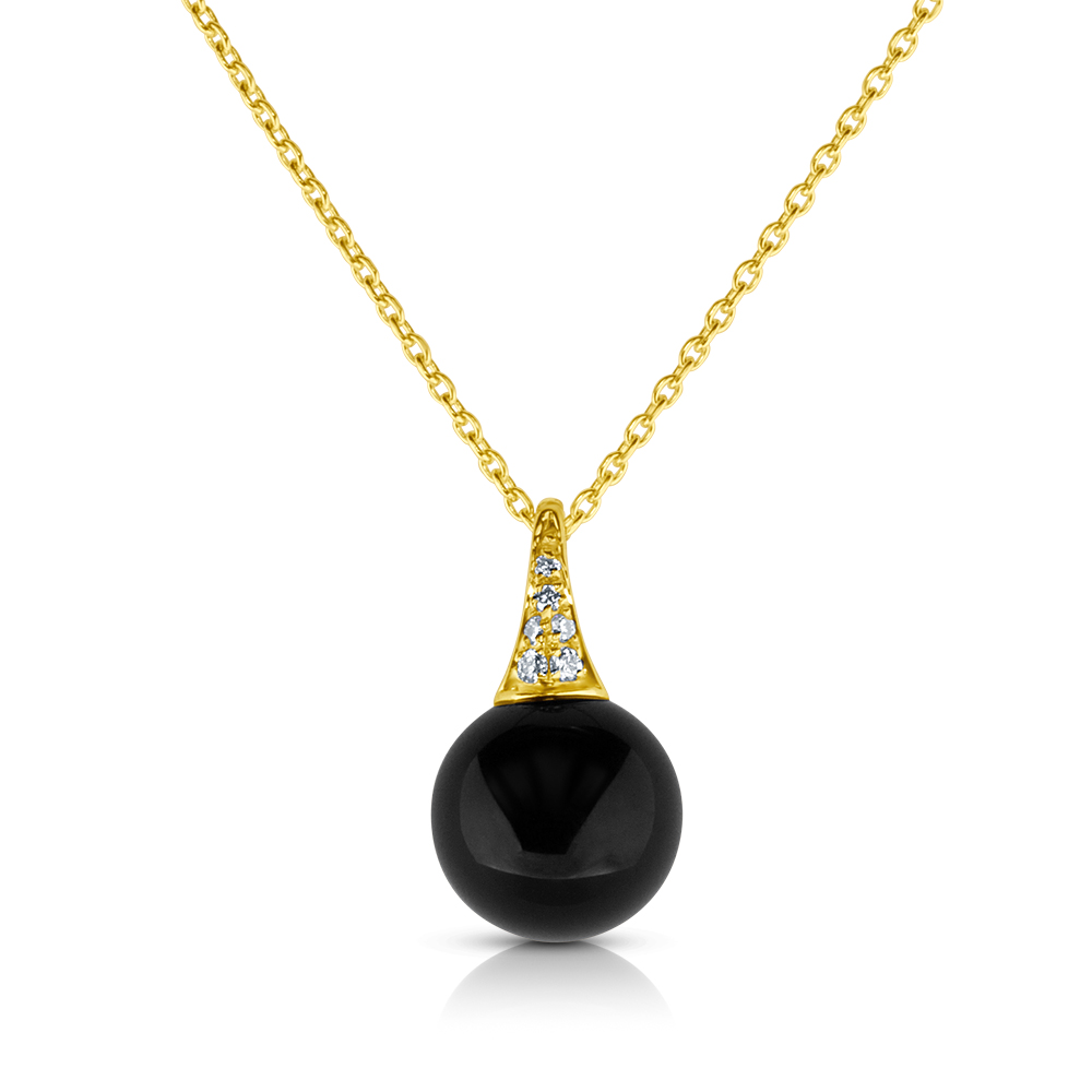 View Black Onyx And Diamond Drop Pendant With Chain