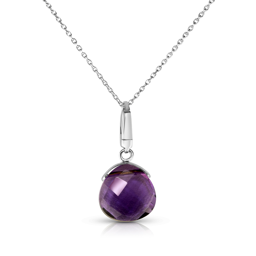 View Amethyst Flat Checker Top Pendant With Chain