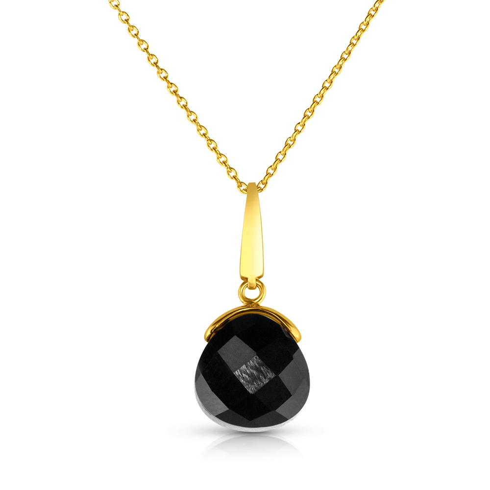 View Black Onyx Flat Checker Top Pendant With Chain