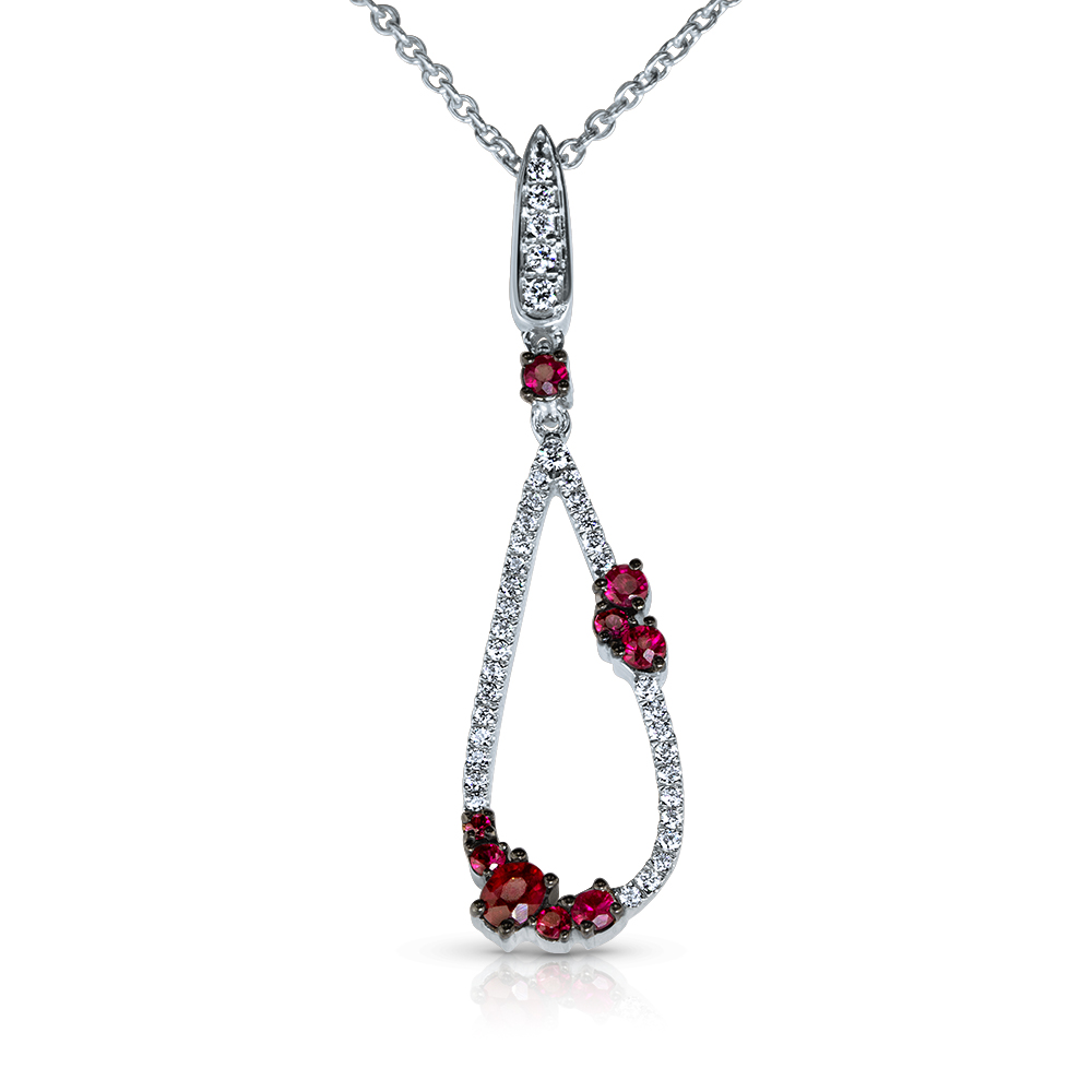 View Ruby and Diamond Drop Pendant With Chain