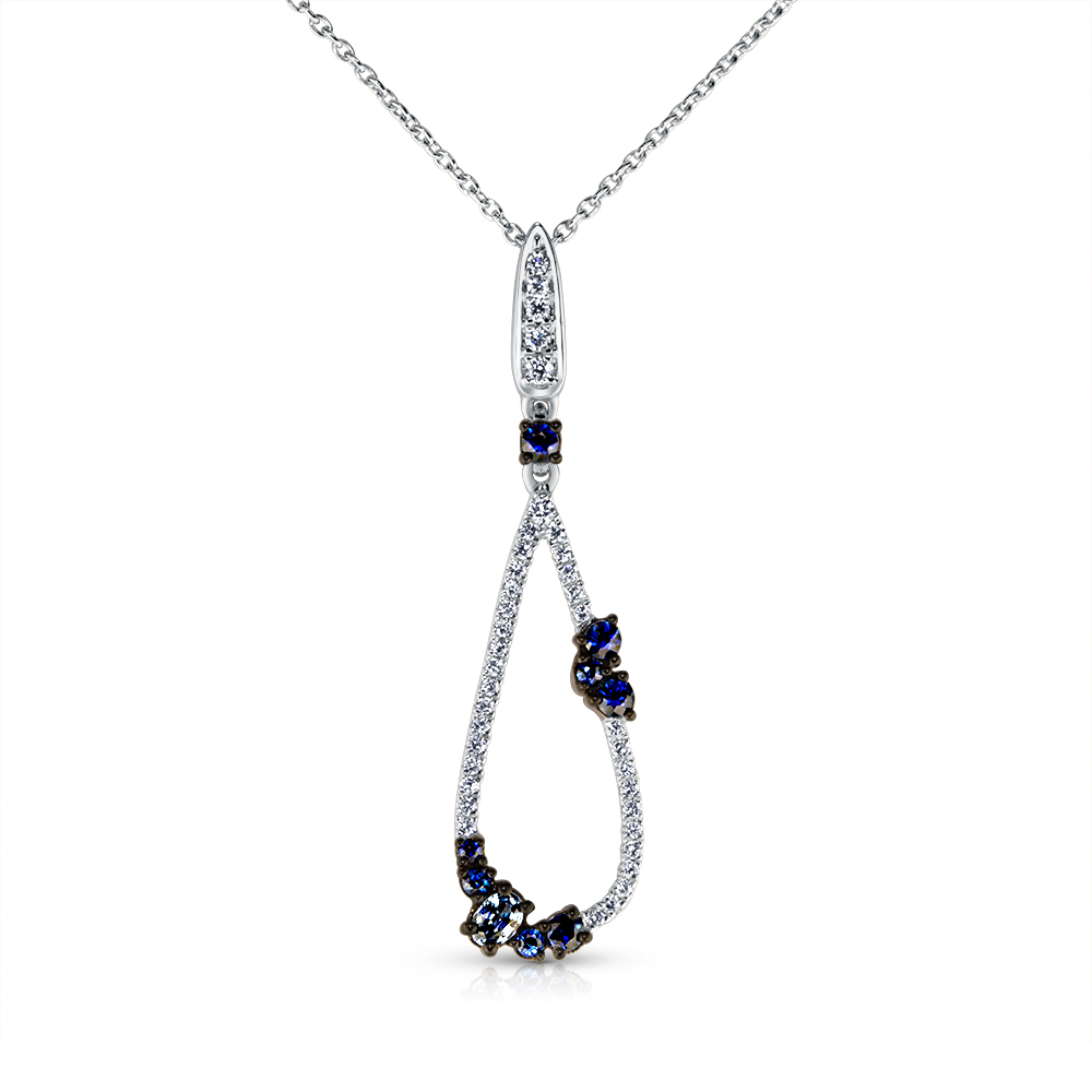 View Sapphire And Diamond Drop Pendant With Chain
