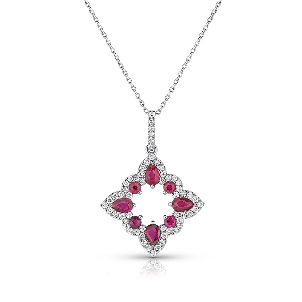 View Ruby And Diamond Pendant With Chain