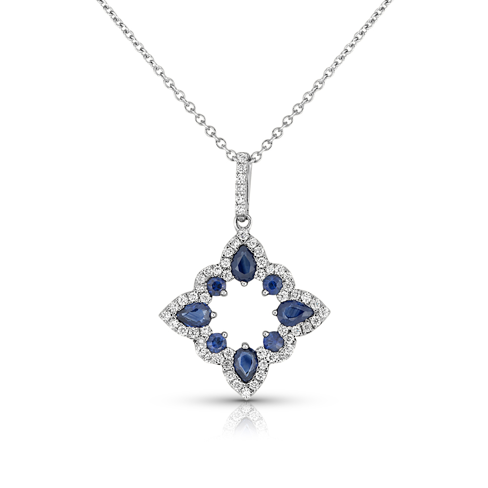 View Sapphire And Diamond Pendant With Chain