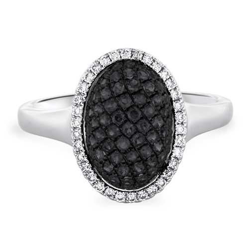 View Black Diamond And Diamond Oval Pave' Ring